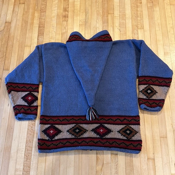 Hand knit wool jacket / hoodie sz M - Picture 2 of 6